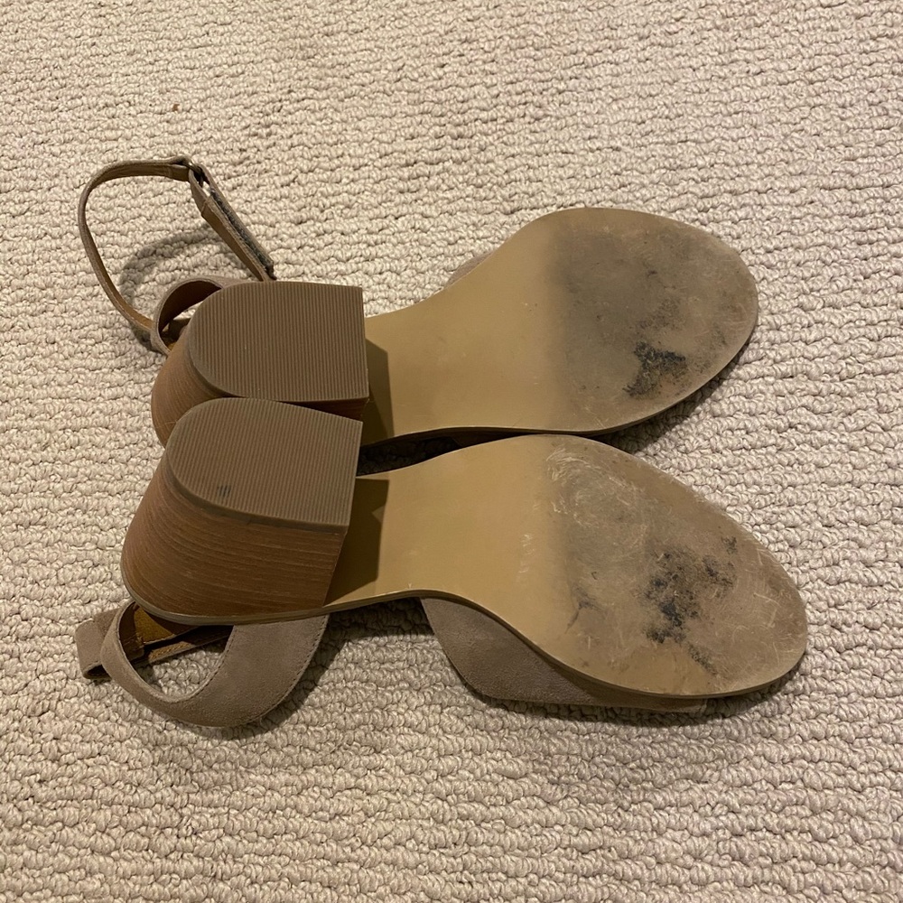 Susina Taupe Suede Block Heel Ankle-Strap Sandals - Picture 5 of 6